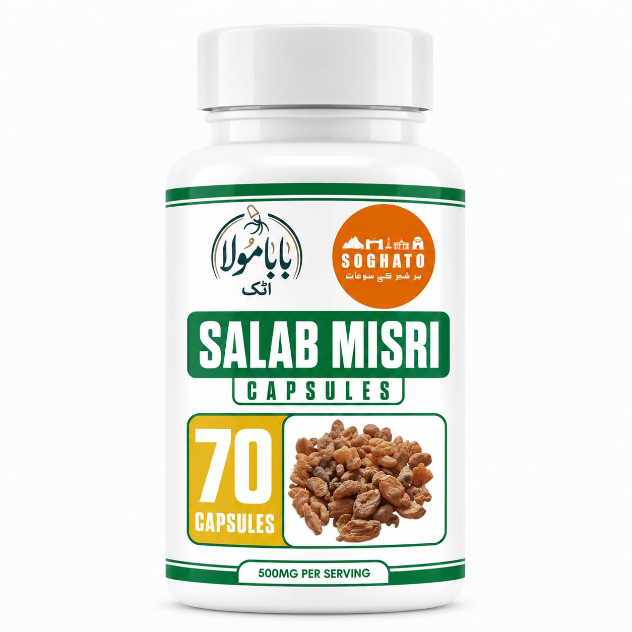 Salab Misri Capsules 500mg – Herbal Support for Energy, Vitality & General Wellness