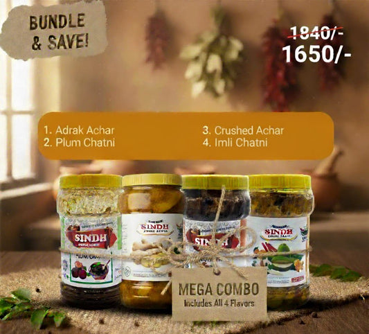 Adrak Achar+Crushed Achar+Aloo Bukhara Chutney+Imli Chutney